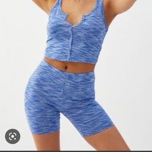 Pacsun Paccares Athletic Blue and White tank & Biker Short Set